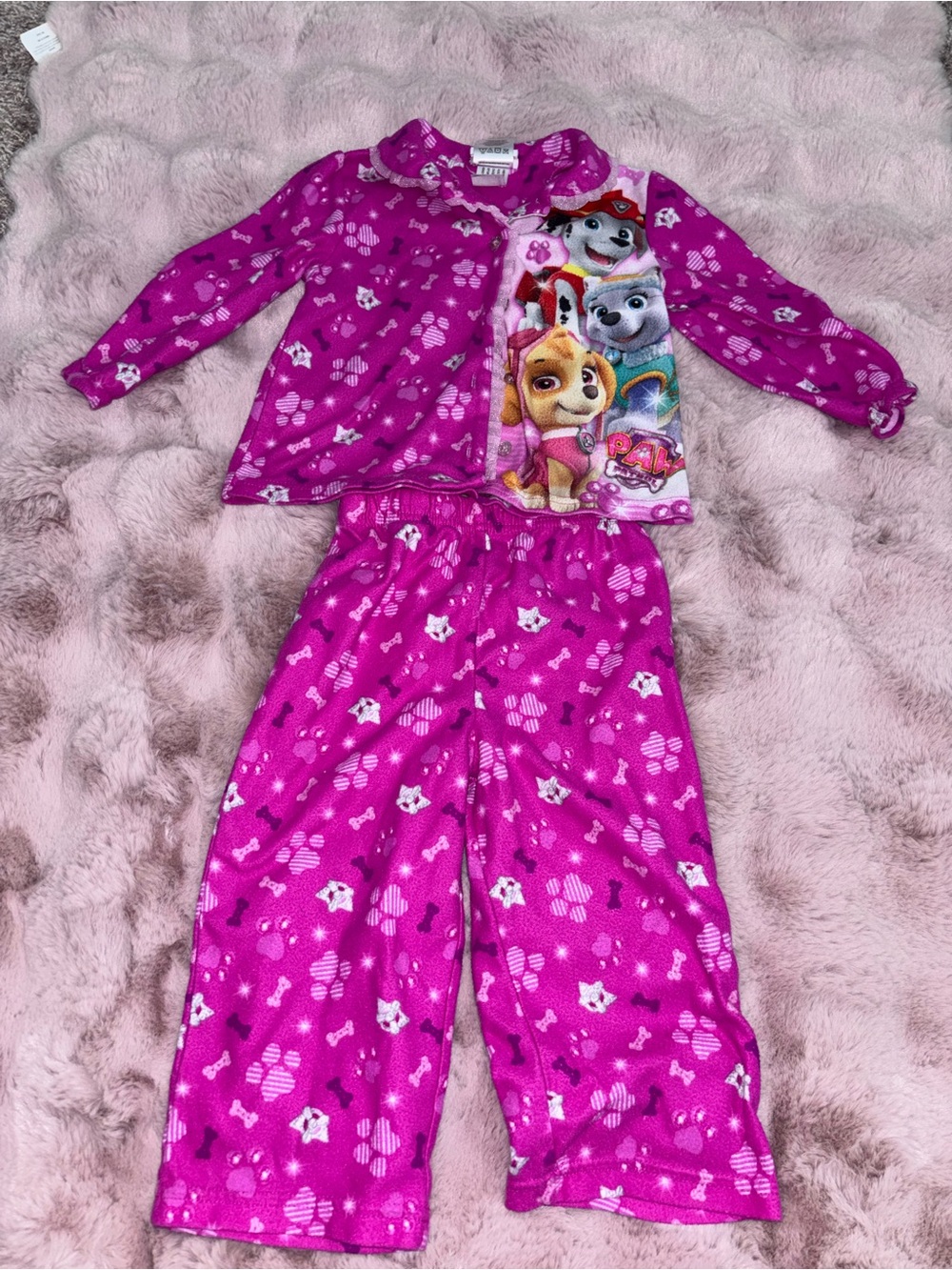 Paw Patrol Magenta Fleece Pajama Set with Character Panel